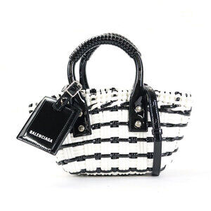 Balenciaga Bistro XXS handbag polyurethane black white